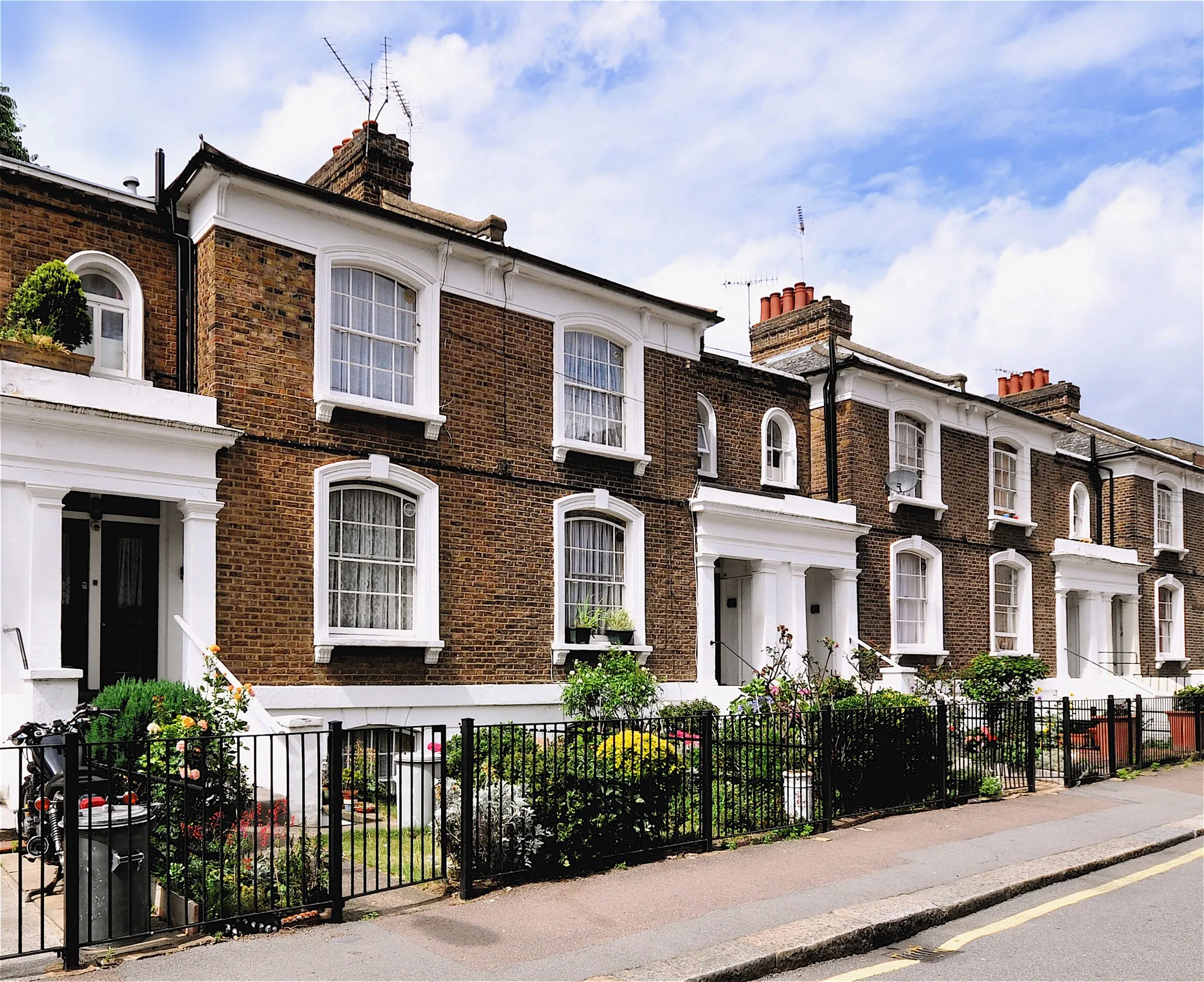 Row of terrace Victorian period houses