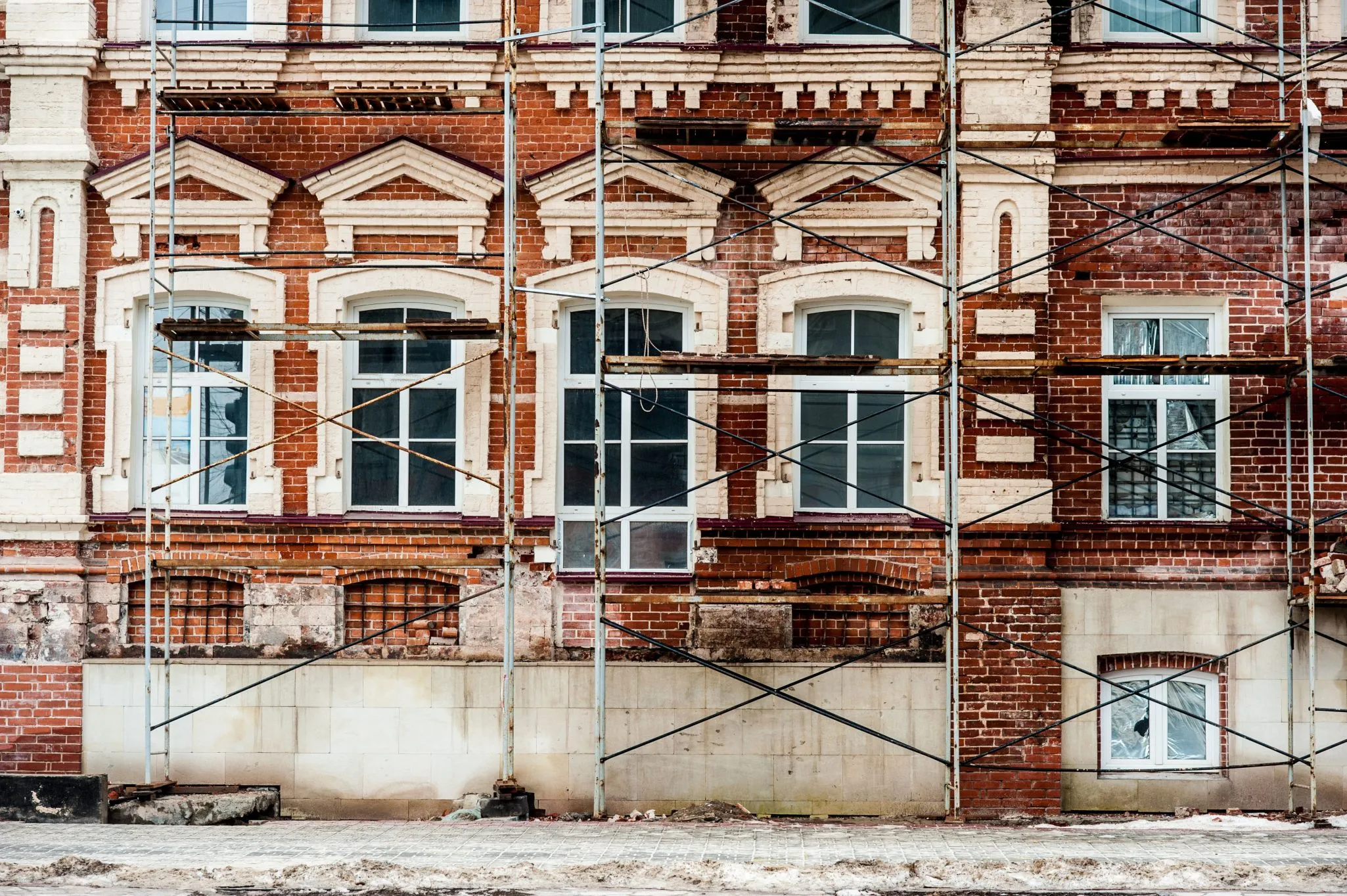 Old building with scaffolding being renovated