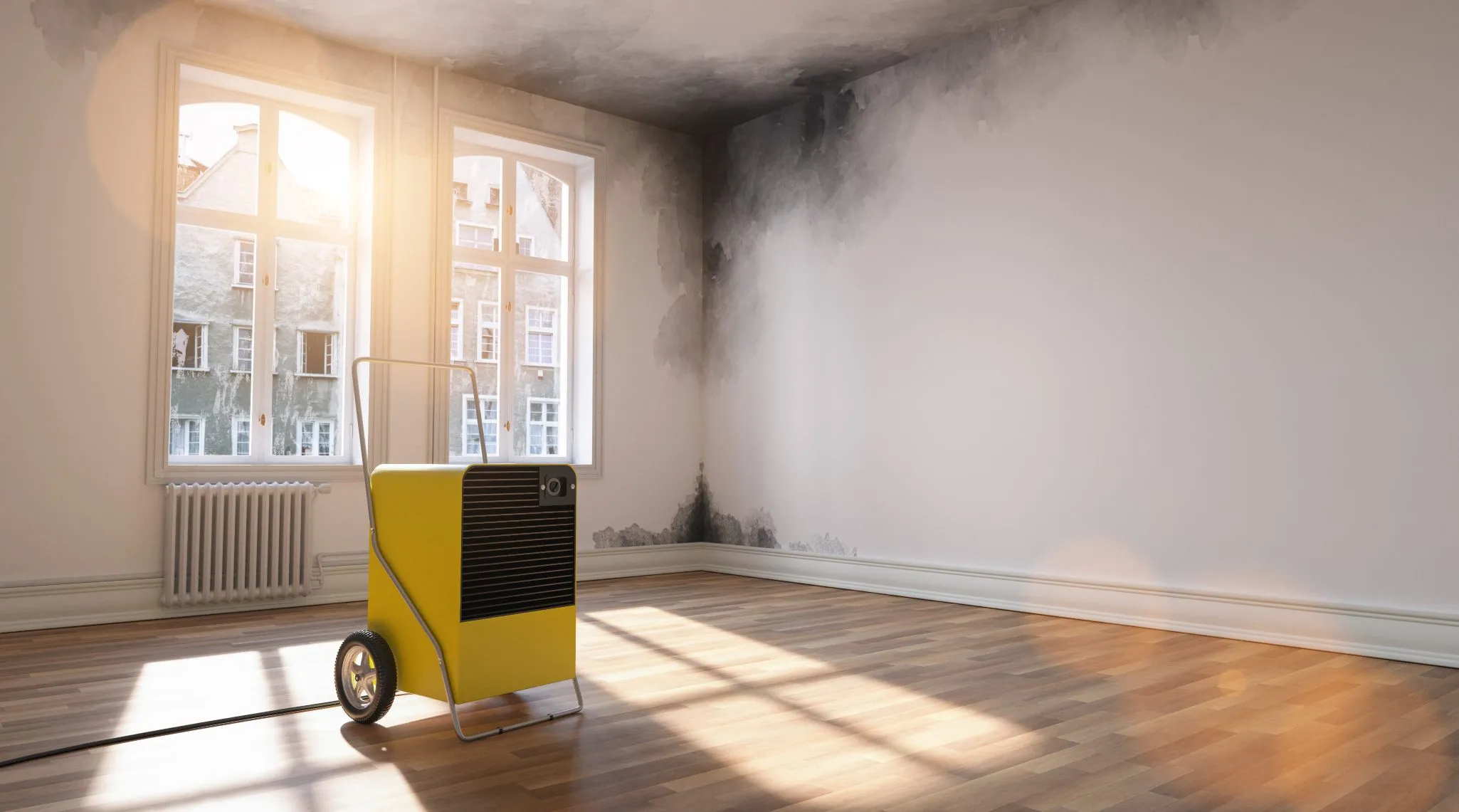 Dehumidifier drying leak in a listed property